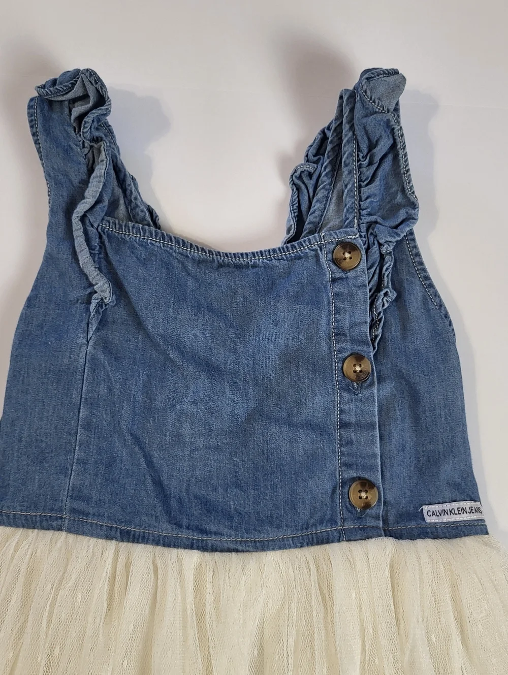 Calvin Klein Girl's Denim and Tulle Tutu‎ Dress Girly Bohemian Size 7